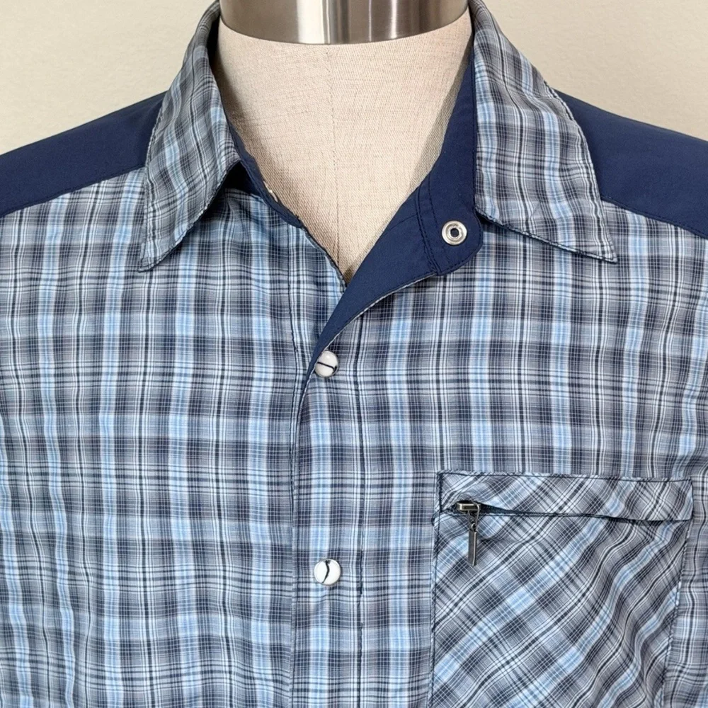 Club Ride New West Cycling Jersey Shirt Short Sleeve Snap & Zip Blue Plaid Sz L - Picture 2 of 4